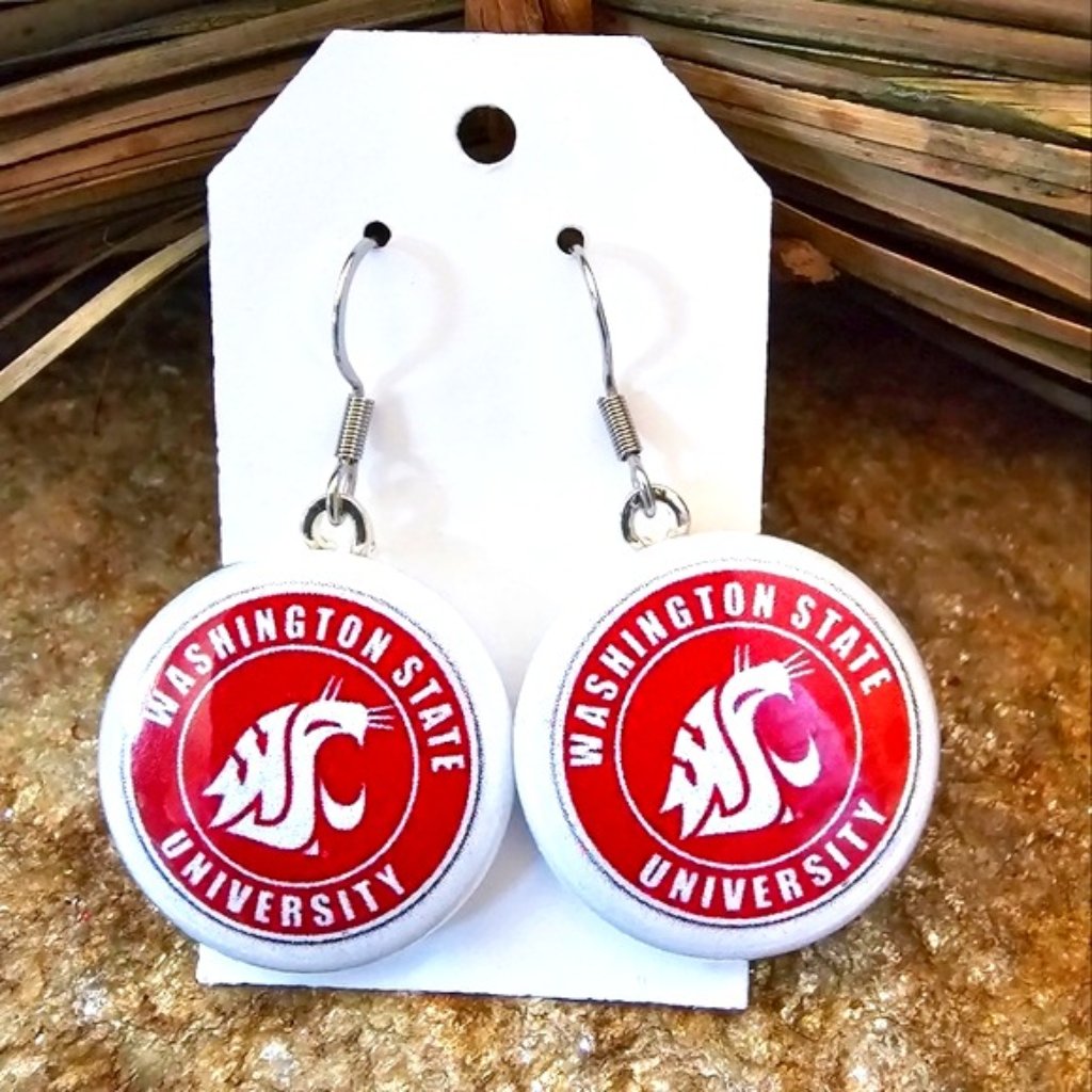 Washington State University Earrings Ncaa Pac 12 Wsu Cougars Wazzu Souvenir 15$